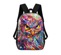 Panda in Nest Sacs à Dos Imprimé 3D Sac d'école Décontracté Mode Enfant Sac d'école pour Garçons Collège École, Art abstrait coloré en forme de chouette, 17"