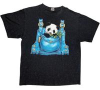 Panda in Overalls Cute Adults Unisex Black Mens Women T Shirt 100% Cotton Size XL Rock Eagle Manches Courtes(3X-Large)