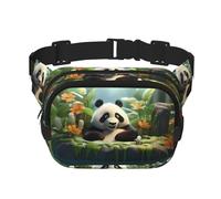 Panda in the Pool Sac à bandoulière imprimé tendance, sac banane de randonnée, sac à bandoulière carré double couche pour voyage et fitness