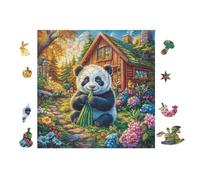Panda Jardin du Chalet 100 Pieces Casse-tête pour Ado en Carton Haute Densité Facile Débutant Activité Familiale Jeu De Société Cadeau Créatif Saint Valentin 28x28cm