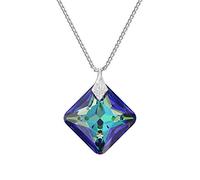 Panda-Jewellery Collier en Argent Sterling 925 avec Cristaux Swarovski® - Princesse - Bleu Bermudes - Chaîne avec Pendentif pour Femme - Jolis Bijoux pour Femme avec Coffret Cadeau