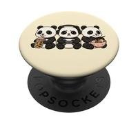 Panda Kawaii Gamer Gamer Boba Tea Ramen Garçons Filles Enfants PopSockets PopGrip Adhésif
