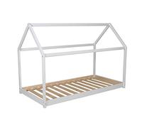 WEBER PANDA Lit enfant cabane Montessori - Bois pin massif blanc - Sommier inclus - 90 x 190 cm