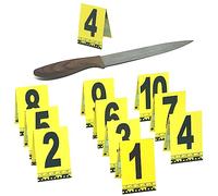 Panda Loco Lot de 10 marqueurs de chiffres CSI Scène de crime - Accessoires de preuve amusants pour jeux mystérieux de , Halloween, farces et décorations de fête de police - Cartes brillantes
