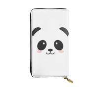 Panda Lovely Head Print Portefeuille long en cuir pour femme - Tendance avec plusieurs emplacements pour cartes, poche pour pièces de monnaie, noir, taille unique