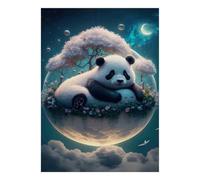 Panda Lune Arbre Puzzle, 1000 Pièces Jeu D'intérieur Adulte | 70x50cm Papier, Passe-temps Intellectuel, Construction Solide, Amateurs D'art, Interaction Familiale