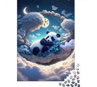 Panda Lune endormie 1000 Pièce Carton Robuste Puzzle Classique pour Adultes Enfants Impossible Difficile Défiant Décompression Et Décoration Murale Idée Cadeau 52x38cm/1000pcs