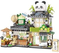 Panda Maison Mini briques de construction, MOC Creative China Toys Friends pour filles de 6 à 12 ans, 860 pièces de construction de serrage, cadeau pour la maison, jouet (non compatible avec Lego