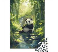 Panda Mangeant Le Bambou 1000 Pièces Carton Épais Puzzle Premium Collecteurs Décompression Défiant Décoration Murale Idée Cadeau 38x26cm/1000pcs
