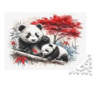 Panda mère et cub Puzzle 1000 Éléments Adultes Soirée Famille Décoration Murale Idée Cadeau Unique Top Qualité Matériau Écologique 70x50cm/1000pcs