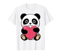 Panda Mignon avec Cœur - Art Animal Kawaii T-Shirt Graphique avec Valeur, Homme, Blanc, M