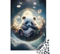 Panda Mignon dans la lumière de Lune 1000 Pièce Carton Épais Puzzle De Bricolage pour Enfants Débutants Défi du Jeu Éducatif Soulagement du Stress Le 38x26cm/1000pcs