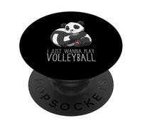Panda Mignon De Volley-Ball Je Veux Juste Jouer Au PopSockets PopGrip Adhésif