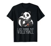 Panda Mignon De Volley-Ball Je Veux Juste Jouer Au T-Shirt