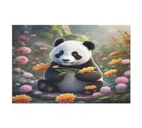 Panda Mignon Puzzles De 1000 Pièces, Puzzle pour Adultes en Bois, Jeu D'adresse Toute La Famille, （75×50cm）