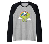 Panda Ours Dinosaure Tyrannosaure T-Rex Nuage Arc-en-ci Manche Raglan