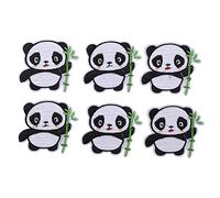 Panda Patch 6PCS Coton Fer À Coudre Sur Des Patchs Brodés DIY Personnalisé Panda Motif Applique pour Vestes Sacs À Dos Vêtements Sacs Chapeaux