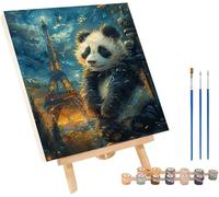 Panda Peinture Numero Adulte, DIY Peinture Numero Tour Eiffel, Loisirs Créatifs Adultes, Paint by Numbers Canevas Kit Complet Adulte avec Pinceaux, Décoration Maison, Cadeau Femme 40x50cm 0-7833