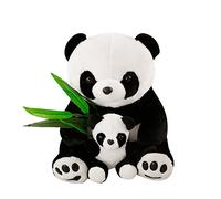 Panda Peluches avec Bambou Mignon Doux Panda Jouets en Peluche pour Souvenir Chinois Peluche Réaliste Peluche Maman Panda et Bébé Cadeau De NoëL pour Bébé Enfant Type C 40cm