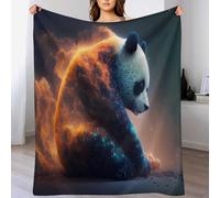 Panda Plaid Couverture Polaire, Couverture en Flanelle Flannel Imprimée, Couverture Confortable Douce pour Lit, Sofa Et Canapé-Lit（130×150cm）