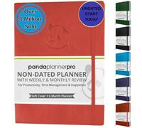 Panda Planner Pro - Meilleur Agenda journalier pour le bonheur et la Productivité - 8,5 x 11 SoftCover - Undated Jour - Garantie pour faire vous Organiser - Gratitude et objectifs Journal Orange.