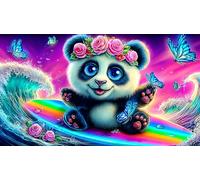 Panda Puzzles 1000 pièces Cadeau Unique Jeu éduchatif défi Jouet de qualité supérieure Peinture Art pour Adultes et Enfants à partir de 14 Ans 38x26cm/1000pcs