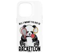 Panda Racketlon Tout ce Que Je Veux Faire, C'est Un drôle de Joueur d'ours Mignon Coque pour iPhone 15 Pro