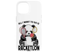 Panda Racketlon Tout ce Que Je Veux Faire, C'est Un drôle de Joueur d'ours Mignon Coque pour iPhone 15
