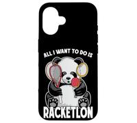 Panda Racketlon Tout ce Que Je Veux Faire, C'est Un drôle de Joueur d'ours Mignon Coque pour iPhone 16