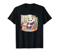 Panda Relaxant avec du thé Plantes de Coin de Lecture Confortables T-Shirt