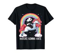 Panda Riding Unicorn Funny Haters Gonna Hate Pandicorn Girls T-Shirt