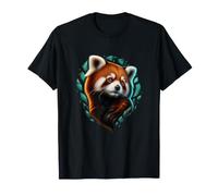 Panda Rouge avec mosaïque Turquoise Halo forêt Art T-Shirt
