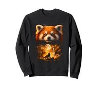Panda Rouge Hurlant à la Lune Fantasy Art Forest Graphic Sweatshirt