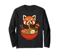 Panda rouge mangeant des ramen Manche Longue