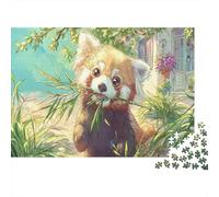 Panda Rouge Mangeant du Bambou Jeux De Puzzles pour Adultes, 1000 Pièces Faune Sauvage, Jeux Éducatifs Et Décorations Domiciliaires 70x50cm/1000pcs