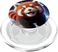 Panda Rouge Mignon et Heureux Vole dans l'espace PopSockets PopGrip pour MagSafe