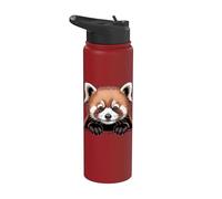 Panda rouge mignon qui regarde la faune animal du zoo Stainless Steel Insulated Water Bottle