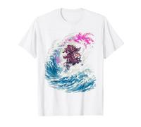 Panda Rouge sur la Grande Vague Art Japonais T-Shirt