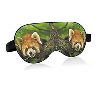 Panda rouge sur l'arbre dans la forêt verte Masques pour les yeux Blocs de couverture Masque de sommeil léger Abat-jour Couverture avec bandeau relaxant pour les yeux avec sangle de tête réglable pour