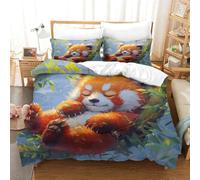 Panda roux en dessin animé Parure De Lit 3D Animaux d'art Imprimé 3 Pièces De Literie Housse De Couette Couette Avec Taies D’oreiller Ensemble Lit Microfibre Pour Adultes Filles Garçon Single140x200cm