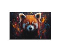 Panda roux Impression Sur Toile Encadré Animal Déco D'art Murale Pour Maison Bain Salon Chambre 16x24inch(40x60cm)