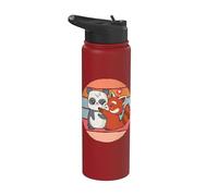 Panda roux panda ludique affection coeur humour amitié Stainless Steel Insulated Water Bottle