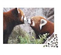 Panda Roux Puzzle Adulte 1000 Pièces Adorable Petit Panda Jeu Éducatif Jouets Défi Artisanat Cadeau Famille Décor À La Maison Jeu D'adresse pour Toute La Famille 1000pcs (75x50cm)