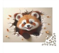 Panda Roux Puzzles pour Adultes 1000 Pièces Animaux Jeu De Défi Familial Cadeaux d'anniversaire pour Noël Jeux ÉduChatifs Décoration Relaxation Et Sagesse 1000pcs (75x50cm)