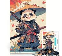 Panda Samurai Puzzle Mignon de 1000 pièces pour Adultes, Jouet de réflexion Anti-anxiété, Bords précis, Cadeau attentionné (38x26cm)