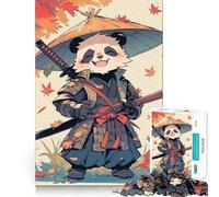 Panda Samurai Puzzles de samouraï Mignons pour Adolescents, 1000 pièces, Jeu de logique Solide, Plaisir partagé, Bords Nets, Joli Cadeau (50x75cm)