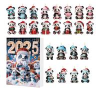 Panda Schmuck Advent 24 Tage - 2D Acrylique Panda Anhänger Countdown Schmuck Kalender | Niedlicher Tier Anhänger Für Auto Rückspiegel, Kinder, Rucksack, Weihnachtsbaum, Fenster, Party Dekoration,