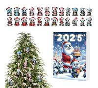 Panda Schmuck Advent 24 Tage - 2D Acrylique Panda Anhänger Countdown Schmuck Kalender | Niedlicher Tier Anhänger Für Auto Rückspiegel, Kinder, Rucksack, Weihnachtsbaum, Fenster, Party Dekoration,