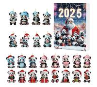 Panda Schmuck Advent 24 Tage - 2D Acrylique Panda Anhänger Countdown Schmuck Kalender | Niedlicher Tier Anhänger Für Auto Rückspiegel, Kinder, Rucksack, Weihnachtsbaum, Fenster, Party Dekoration,