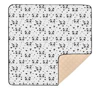 Panda Simple Line Art Heart Grand tapis de jeu antidérapant pour l'intérieur et l'extérieur Tapis léger rembourré pour bébé tout-petit 127 x 127 cm